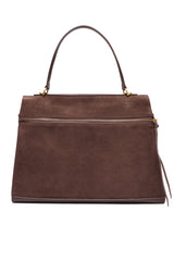 SUEDE HANDBAG - COFFEE