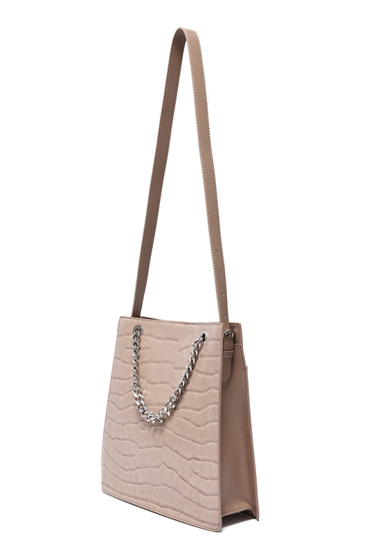 CROCODILE CHAIN TOTE - APRICOT