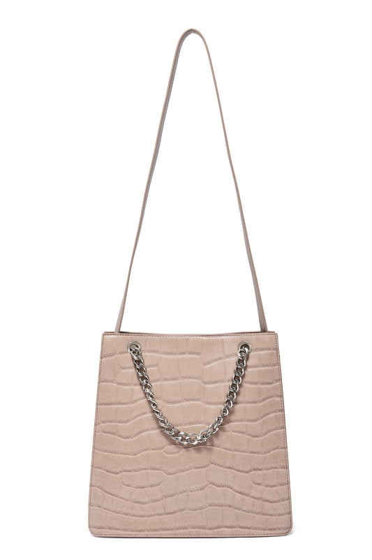 CROCODILE CHAIN TOTE - APRICOT