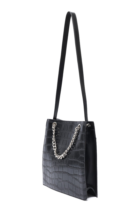CROCODILE CHAIN TOTE - BLACK