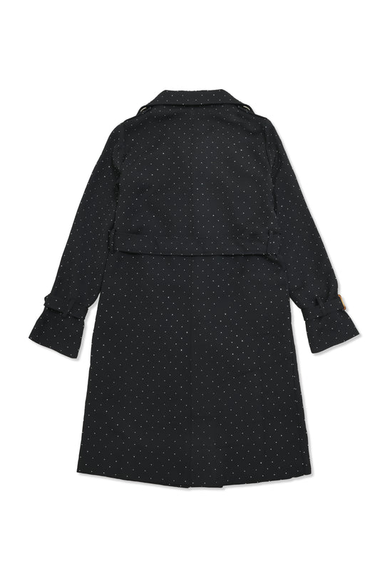 WOVEN DREAM BELTED COAT-BLACK