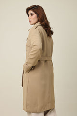 DOUBLE-BREASTED TRENCH COAT-KHAKI