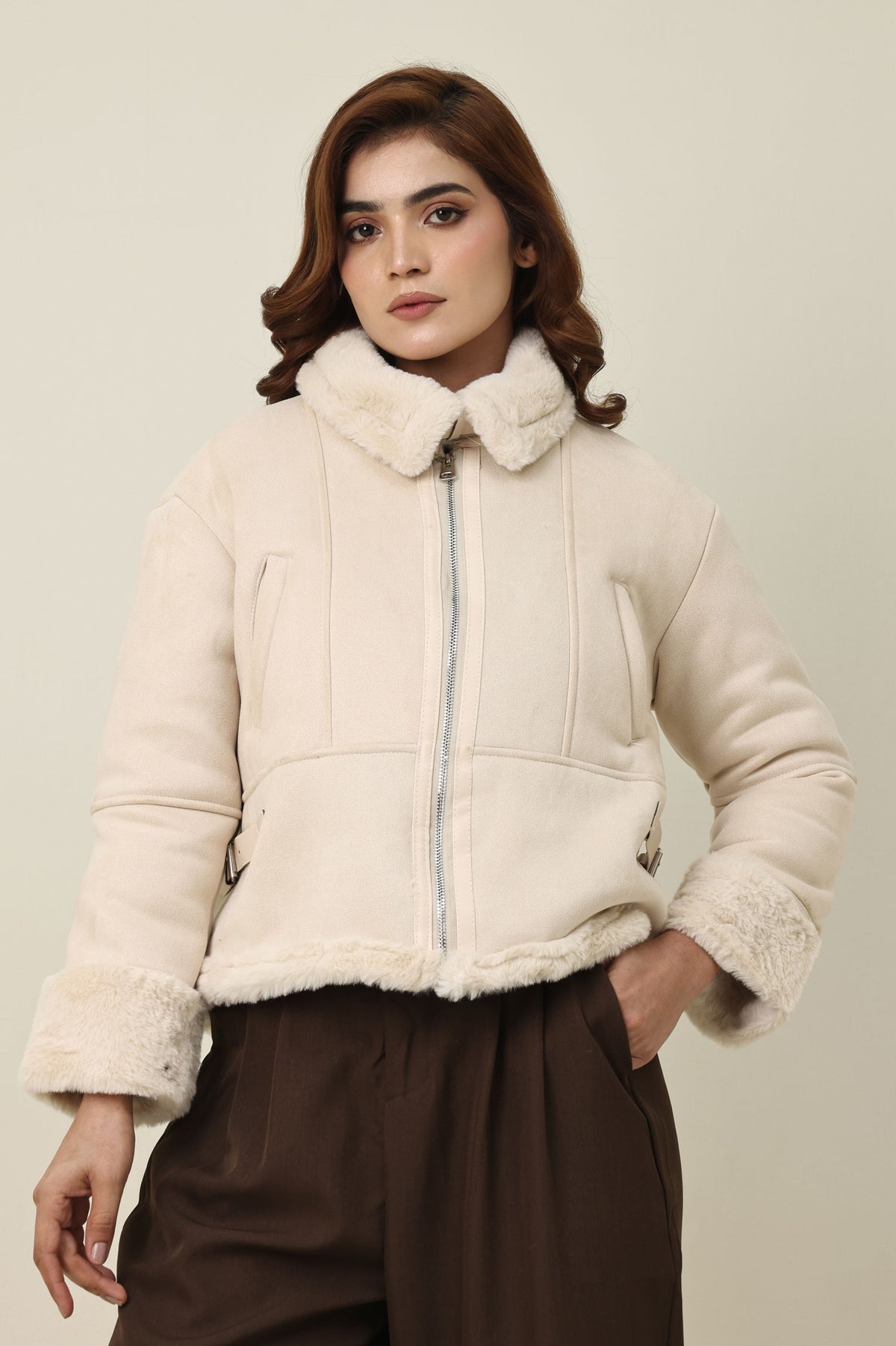 MARBLE EDGE WARM JACKET-BEIGE