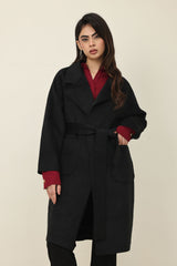 KENSLEY BELTED WOOL COAT-BLACK