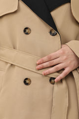 DOUBLE-LAYER LAPEL TRENCH COAT-BEIGE