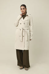WOVEN DREAM BELTED COAT-BEIGE