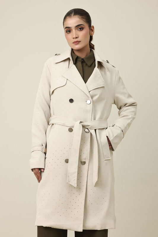 WOVEN DREAM BELTED COAT-BEIGE