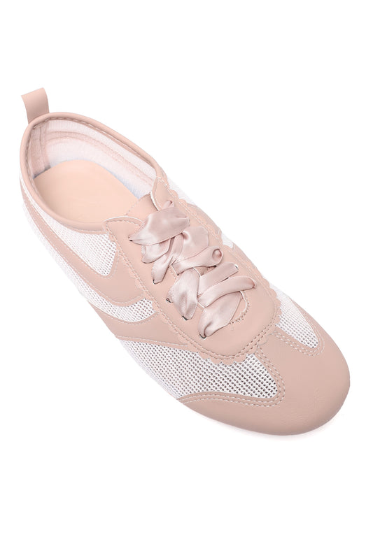 SPORT CHIC MESH LACE-UP RIBBON SNEAKER-PINK