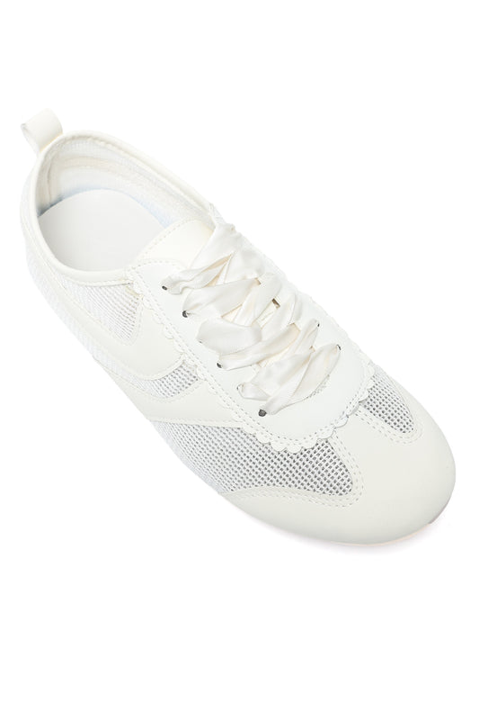 SPORT CHIC MESH LACE-UP RIBBON SNEAKER-WHITE