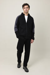 DUAL TONE FLEECE HYBRID JACKET-BLK/GRY