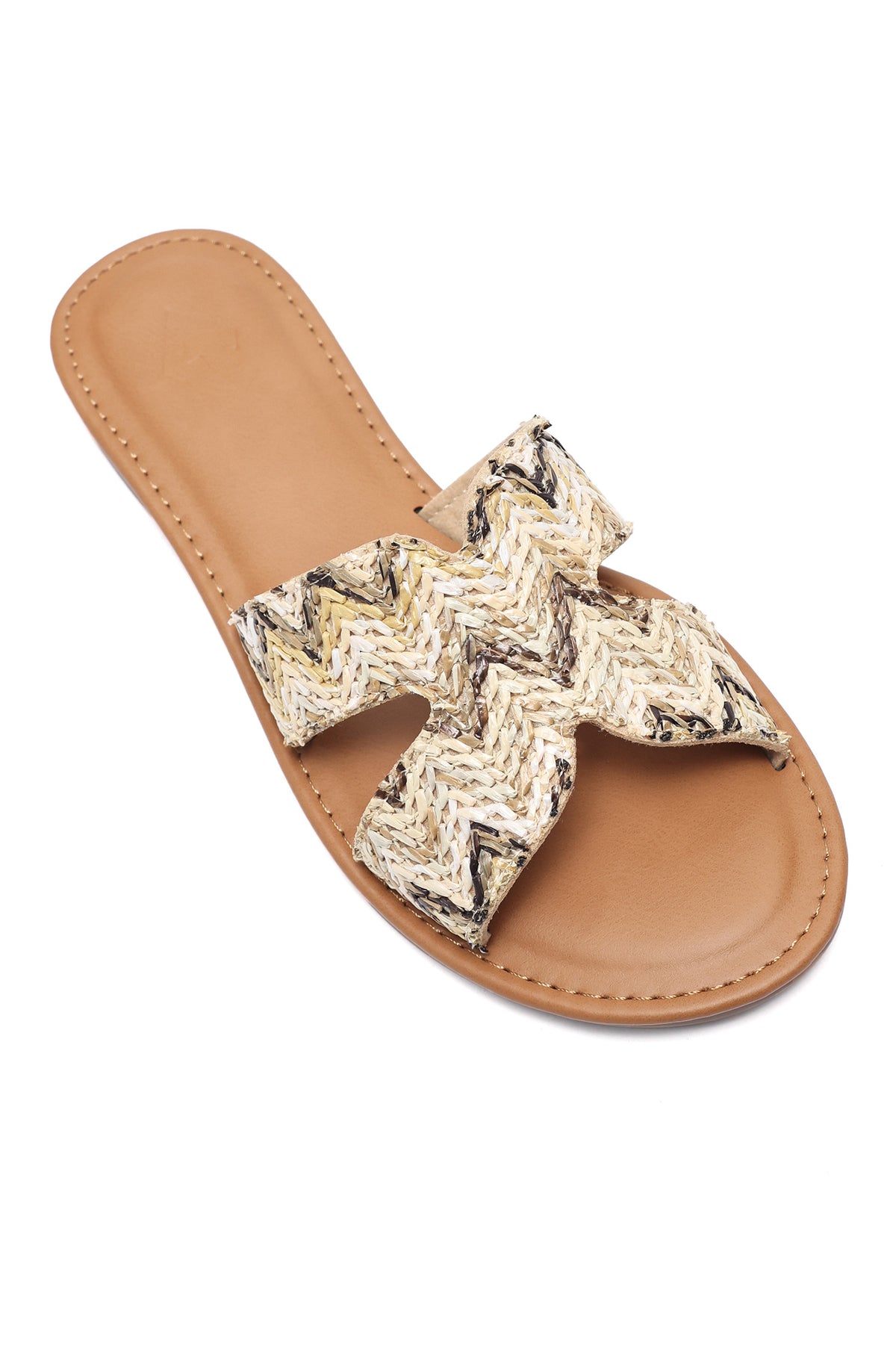 CROSS OVER FLAT SLIPPERS-BEIGE