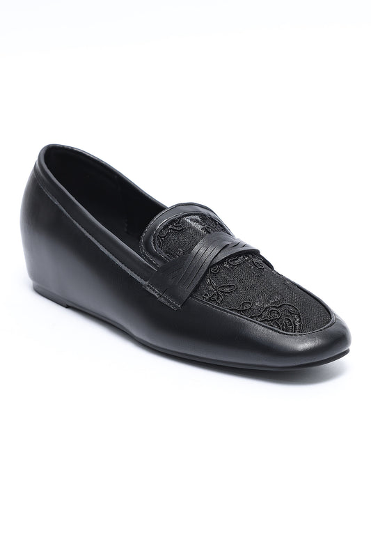 VALENCIA LACE CROSSOVER LOAFER-BLACK