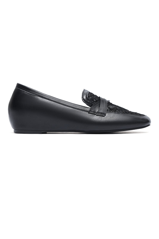 VALENCIA LACE CROSSOVER LOAFER-BLACK