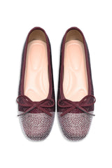 VIENNA CRYSTAL TOE BOW BALLERINA-MAROON
