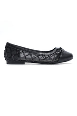 TRELLIS SEQUIN BOW BALLERINA-BLACK