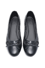 TRELLIS SEQUIN BOW BALLERINA-BLACK