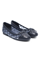 TRELLIS SEQUIN BOW BALLERINA-NAVY