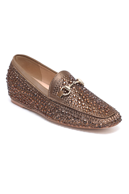 ASTORIA CRYSTAL HORSEBIT LOAFER-KHAKI