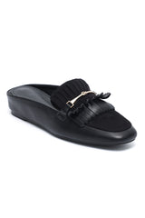 BRIGHTON FRINGE HORSEBIT MULE-BLACK