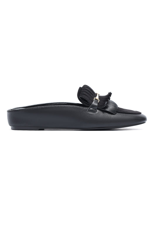 BRIGHTON FRINGE HORSEBIT MULE-BLACK