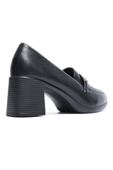 MANHATTAN BLOCK HEEL LOAFER-BLACK