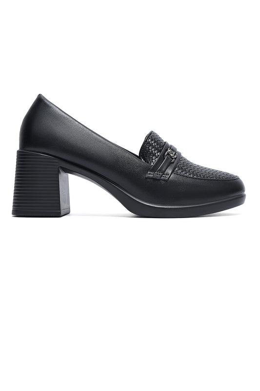 MANHATTAN BLOCK HEEL LOAFER-BLACK