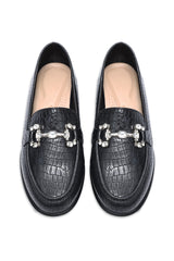KENSINGTON CROC JEWEL LOAFER-BLACK