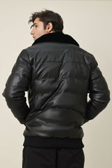 FUR COLLAR AVIATOR PUFFER-BLACK