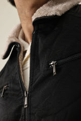 FLEECE MOTO JACKET-BLACK