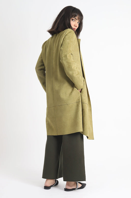 SUEDE OVERCOAT-OLIVE
