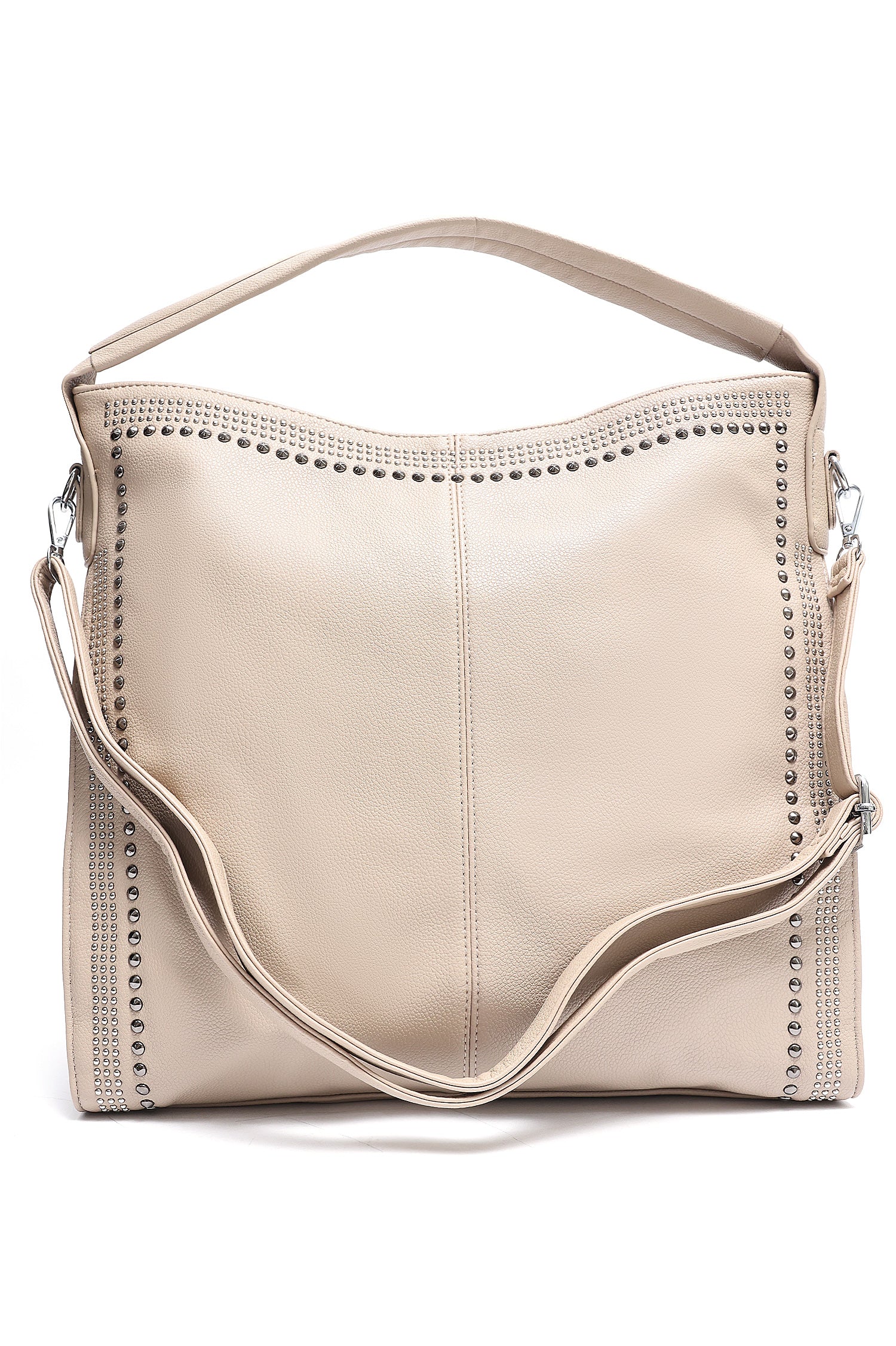 STUDDED SHOULDER BAG-BEIGE