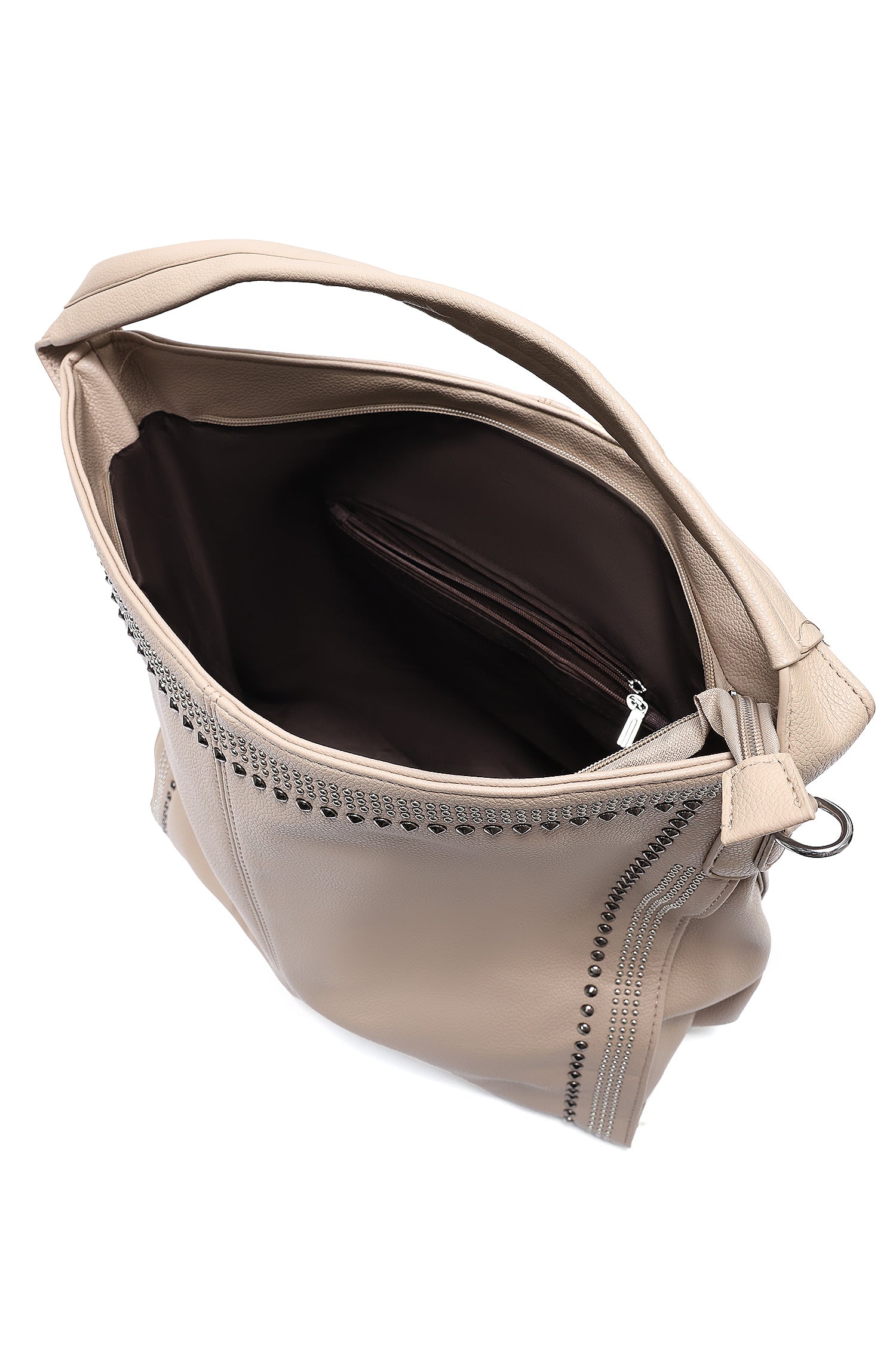 STUDDED SHOULDER BAG-BEIGE