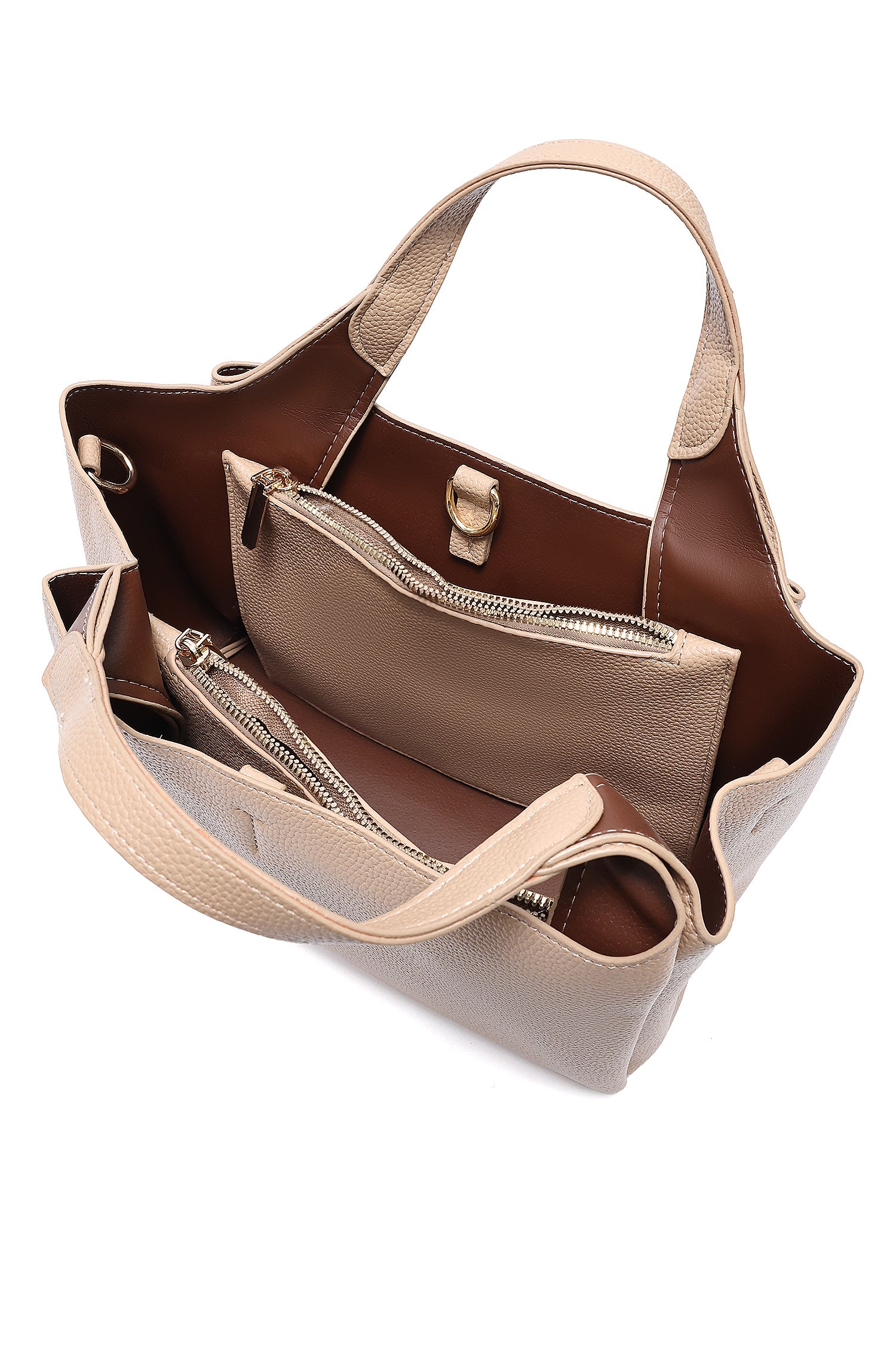 T-CHARM STRUCTURED TOTE BAG-BEIGE