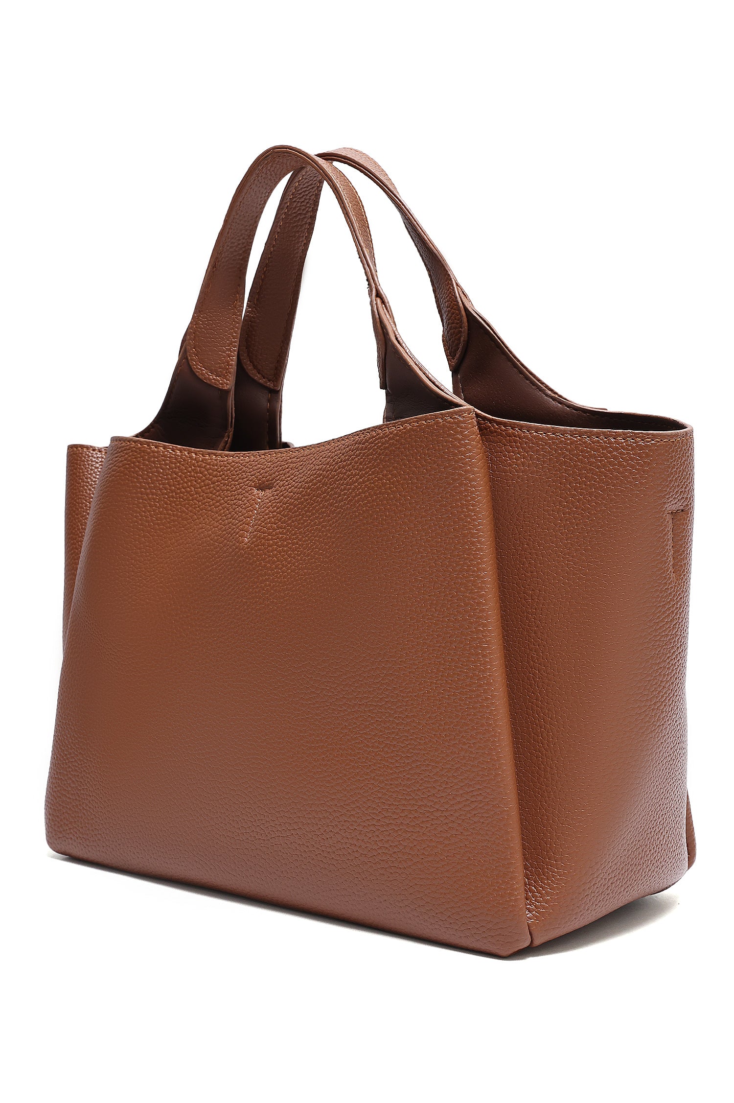 T-CHARM STRUCTURED TOTE BAG-BROWN