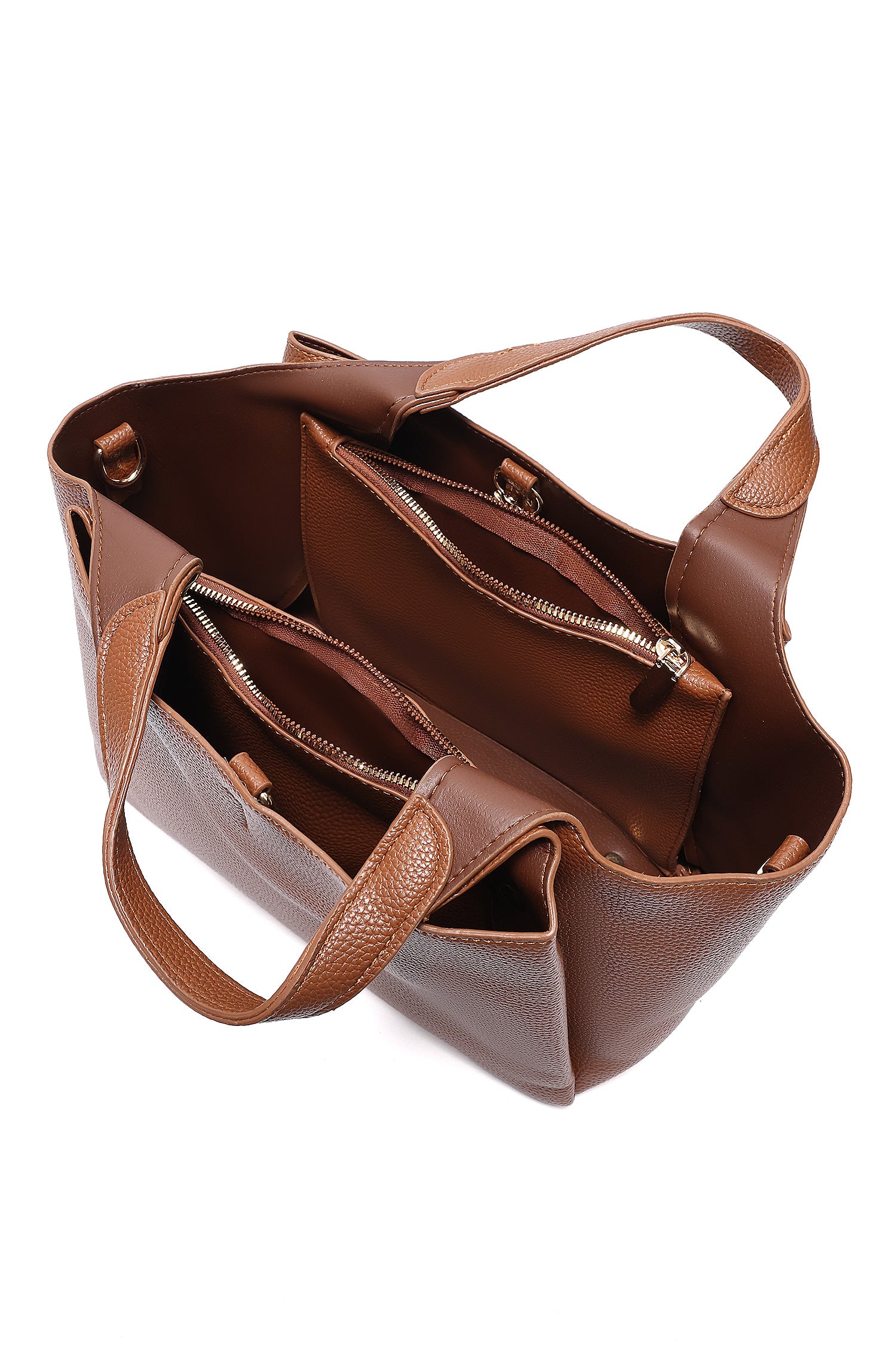 T-CHARM STRUCTURED TOTE BAG-BROWN