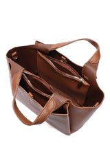 T-CHARM STRUCTURED TOTE BAG-BROWN