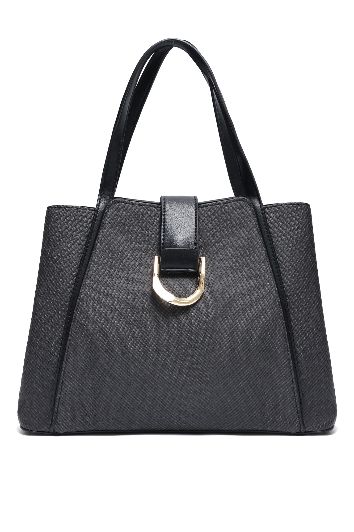 D-RING TEXTURED TOTE BAG-BLACK