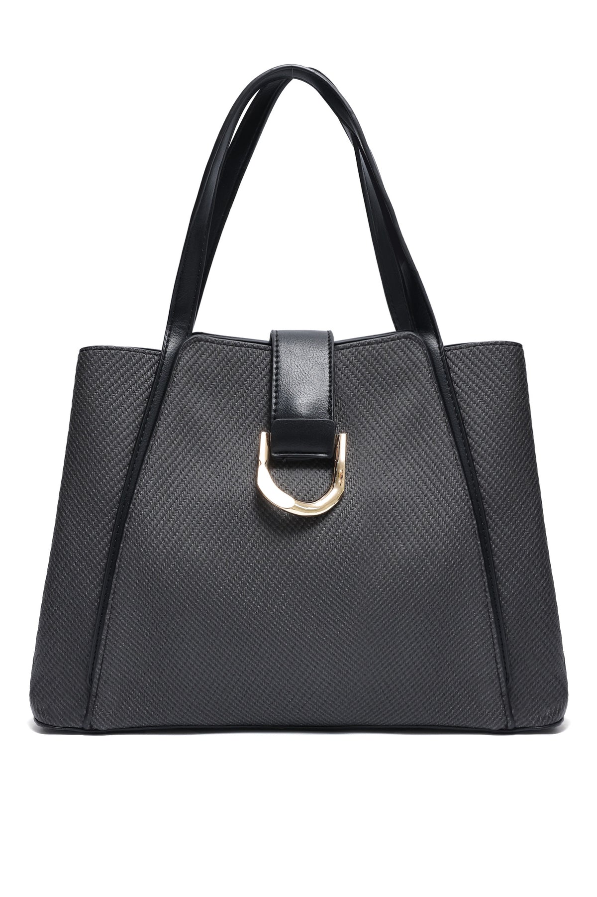 D-RING TEXTURED TOTE BAG-BLACK