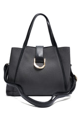 D-RING TEXTURED TOTE BAG-BLACK