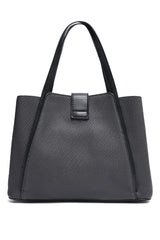 D-RING TEXTURED TOTE BAG-BLACK