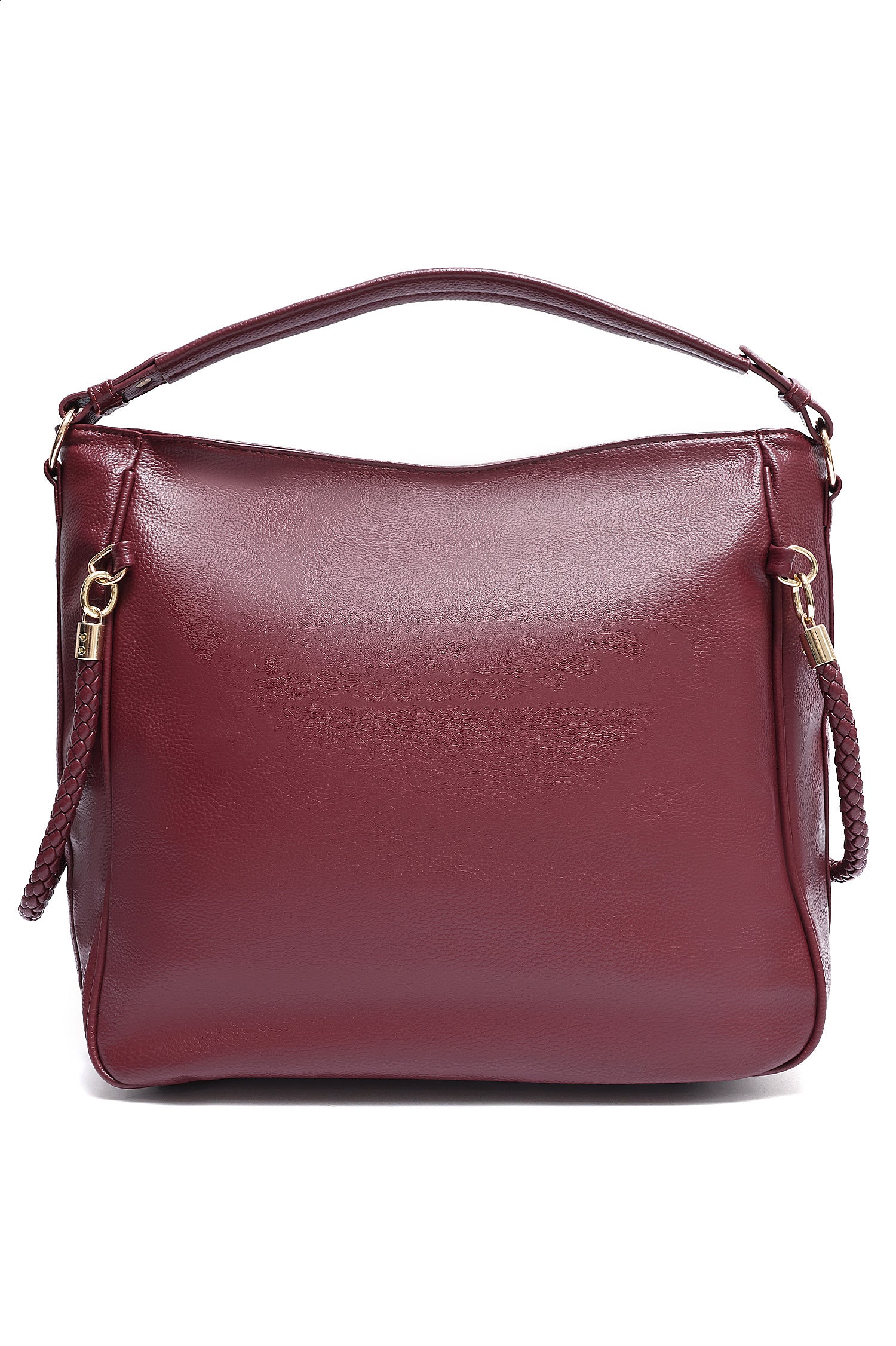 BRAIDED STRAP HOBO BAG-BURGUNDY
