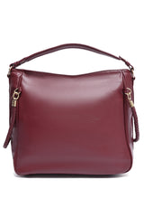 BRAIDED STRAP HOBO BAG-BURGUNDY