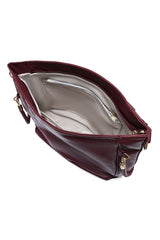 BRAIDED STRAP HOBO BAG-BURGUNDY