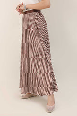 GLOSSY SWISH BOLD SKIRT-BROWN/WHITE