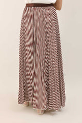 GLOSSY SWISH BOLD SKIRT-BROWN/WHITE
