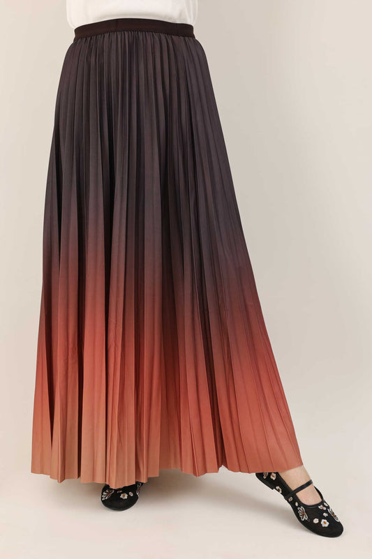 MIDNIGHT FLOUNCE SKIRT-BROWN