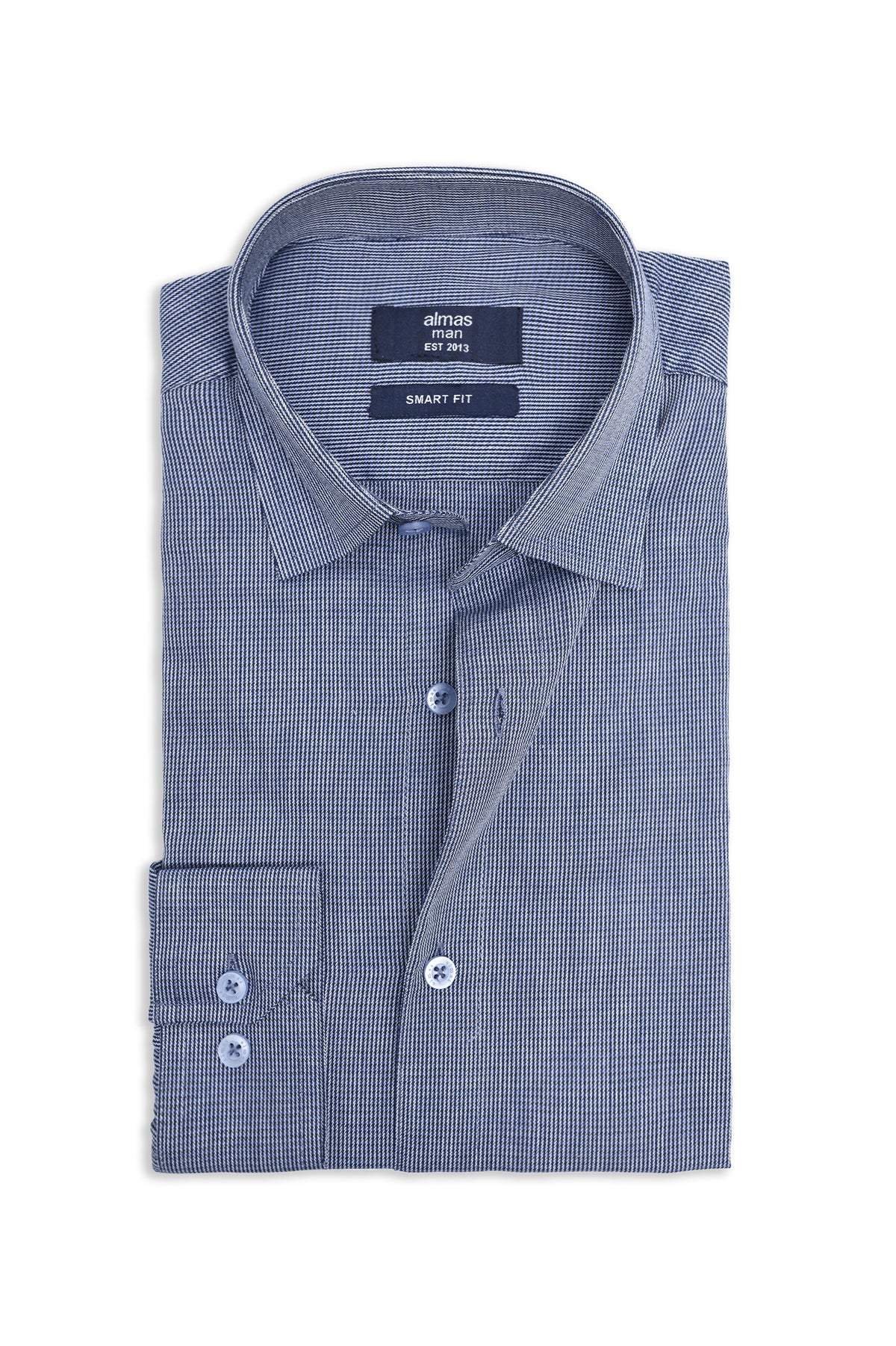 MICRO PATTERN OFFICE SHIRT-NAVY/STRP