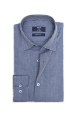 MICRO PATTERN OFFICE SHIRT-NAVY/STRP