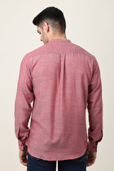 CROWN ELEGANT BAND NECK SHIRT-RED