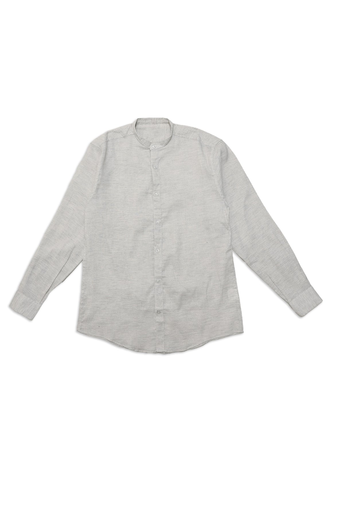 CROWN ELEGANT BAND NECK SHIRT-GREY